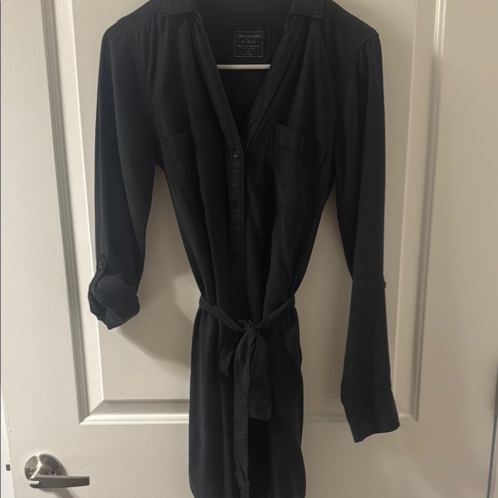 Abercrombie & Fitch Black Wrap Midi Dress